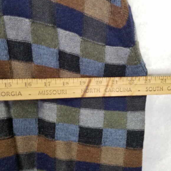 Norm Thompson Wool Sweater Men's XL Colorful 3-D Knit Square Pullover Crewneck - Picture 11 of 11